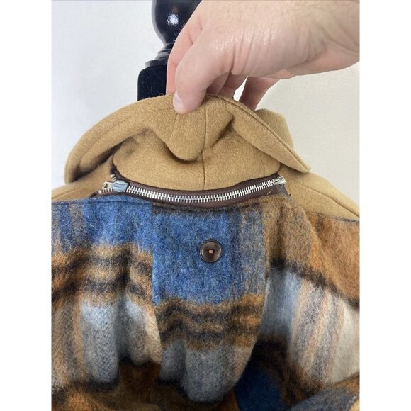 Vintage Mitchell Wool Duffle Coat 70s Toggle Plaid Lined Winter Woman M - Picture 9 of 14